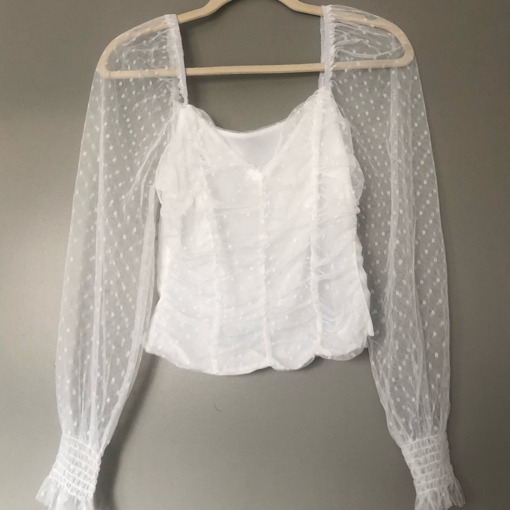Swiss dot mesh crop